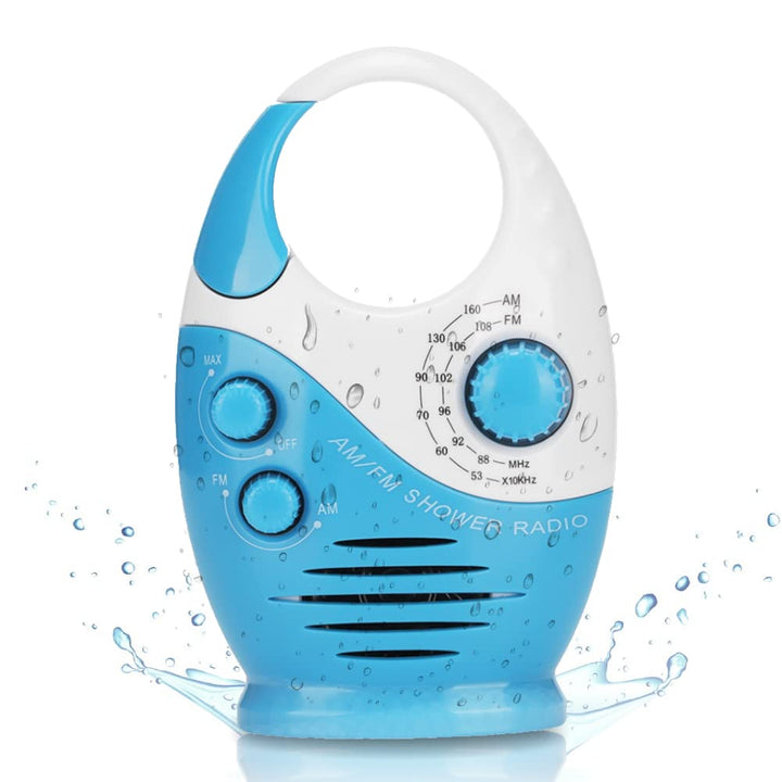 Yunseity Wasserdichtes Duschradio, Tragbares AM-FM-Radio mit Hakendesign, Batteriebetriebenes Radio,