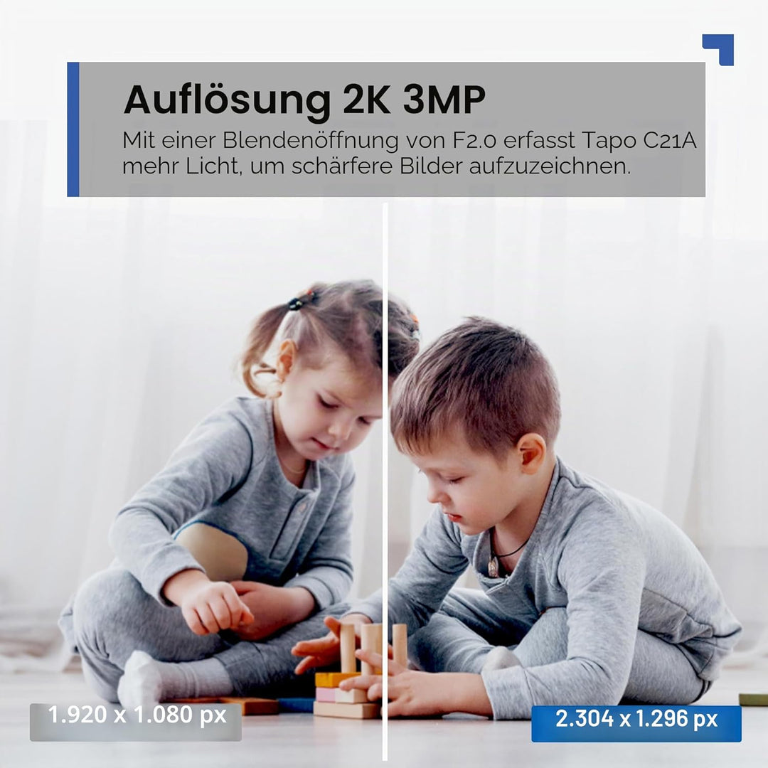 Tapo C21A 2K 3MP Überwachungskamera innen 360°, Nachtsicht, Bewegungserkennung, Zwei-Wege-Audio, Bab