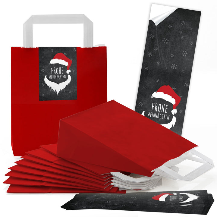 Logbuch-Verlag 10 kleine ROTE Frohe Weihnachten Geschenktüte Geschenkbeutel Papierbeutel mit Henkel