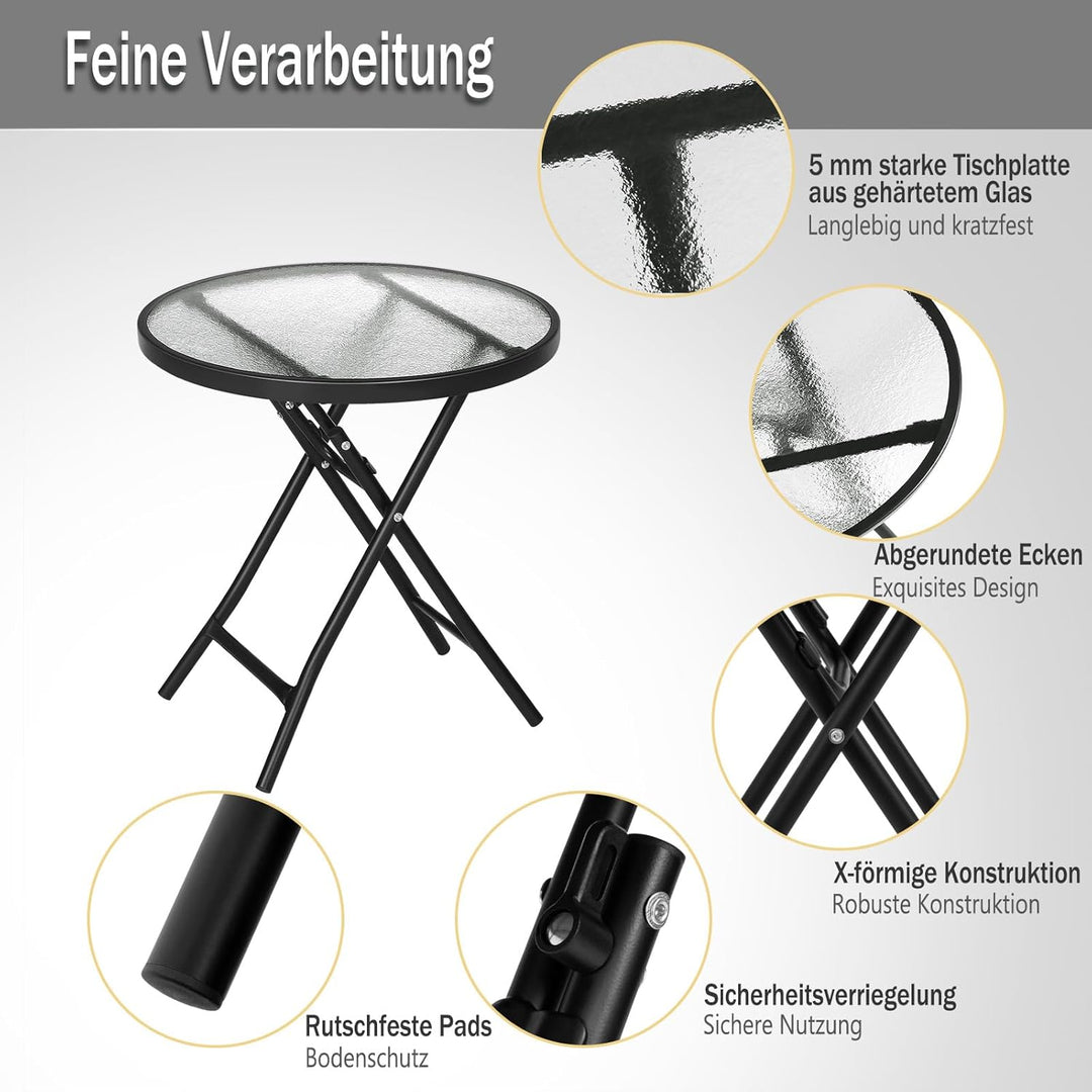 eSituro Klapptisch, Beistelltisch klappbar, Balkontisch Campingtisch Gartentisch Bistrotisch, mit Me