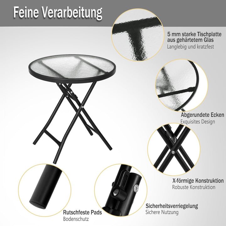 eSituro Klapptisch, Beistelltisch klappbar, Balkontisch Campingtisch Gartentisch Bistrotisch, mit Me