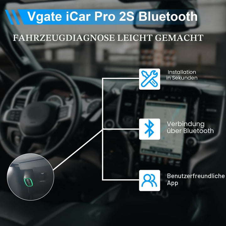 Vgate iCar Pro 2S Bluetooth OBD2 Diagnostic Tool for iOS, Android & Windows, Auto Scan Tool Supports