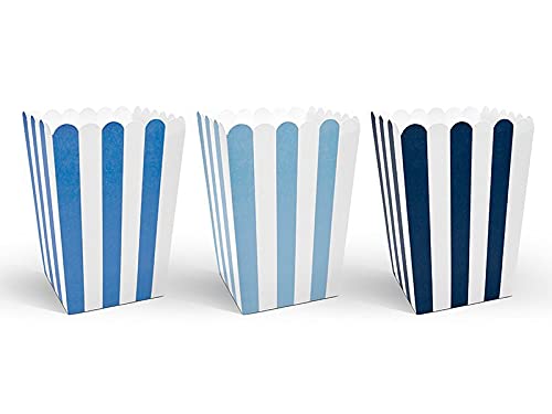 PartyDeco Popcorn-Boxen für Süssigkeiten, weiss/blau und hellblau