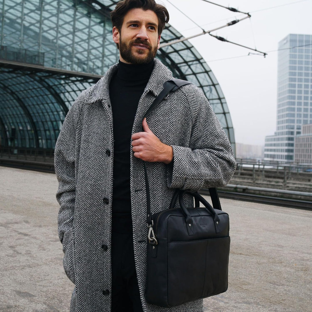 HOLZRICHTER Berlin - Grosse Aktentasche aus Leder (No 1-1), 30 x 39 x 10 cm Laptoptasche für Herren,