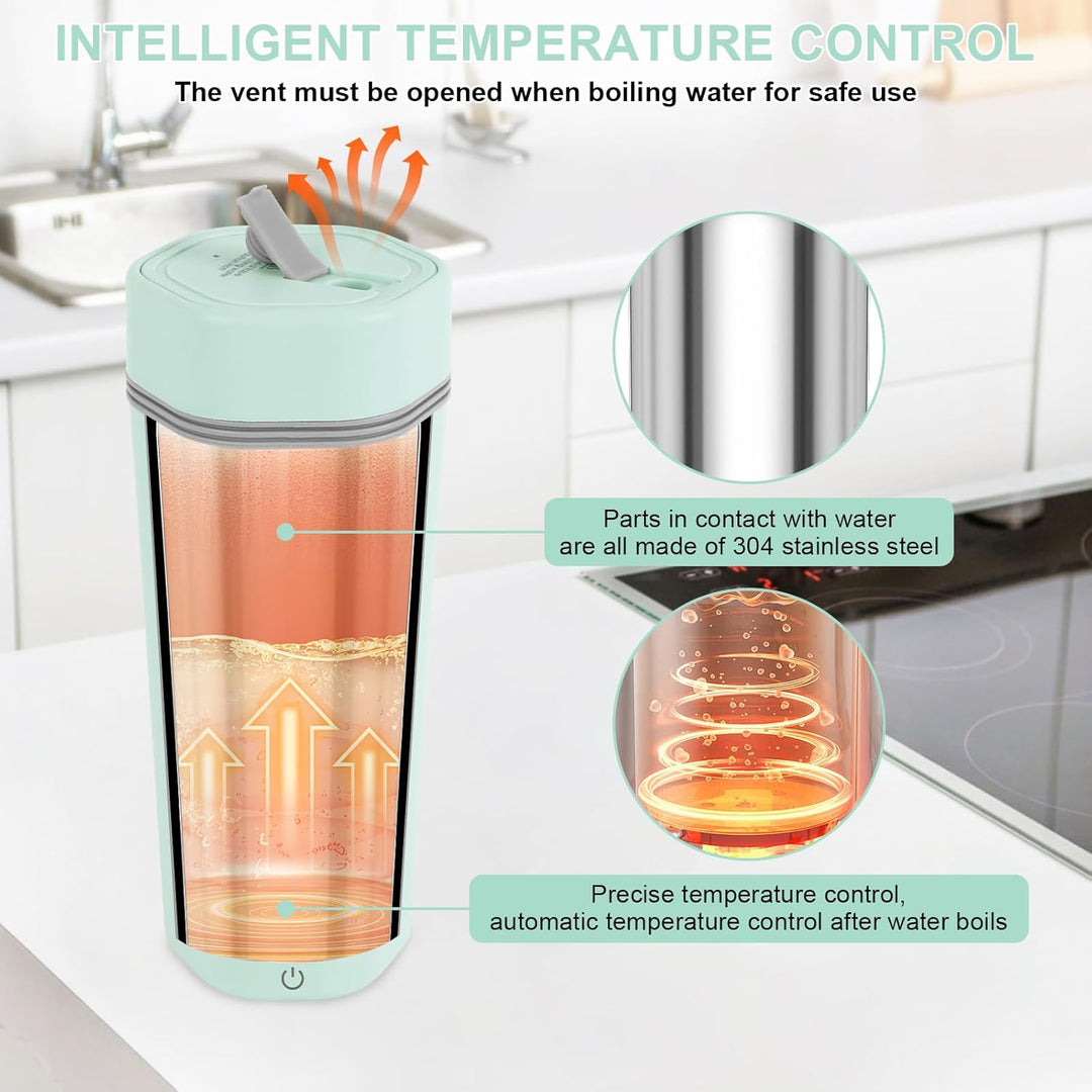 Reise Wasserkocher Klein Elektrische 450ML, Reise Elektrisch Wasserkocher 6Temperaturoptionen, Tragb