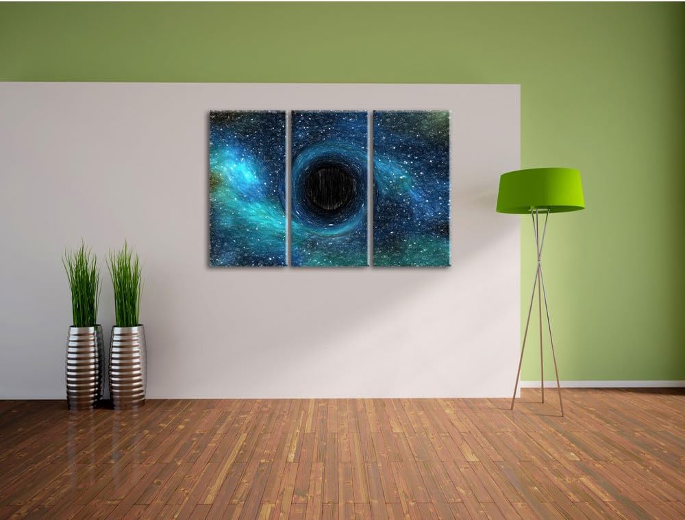 Pixxprint Schwarzes Loch im Weltall als Leinwandbild/Grösse: 3 Teilig (120x80 cm) cm/Wandbild/Kunstd