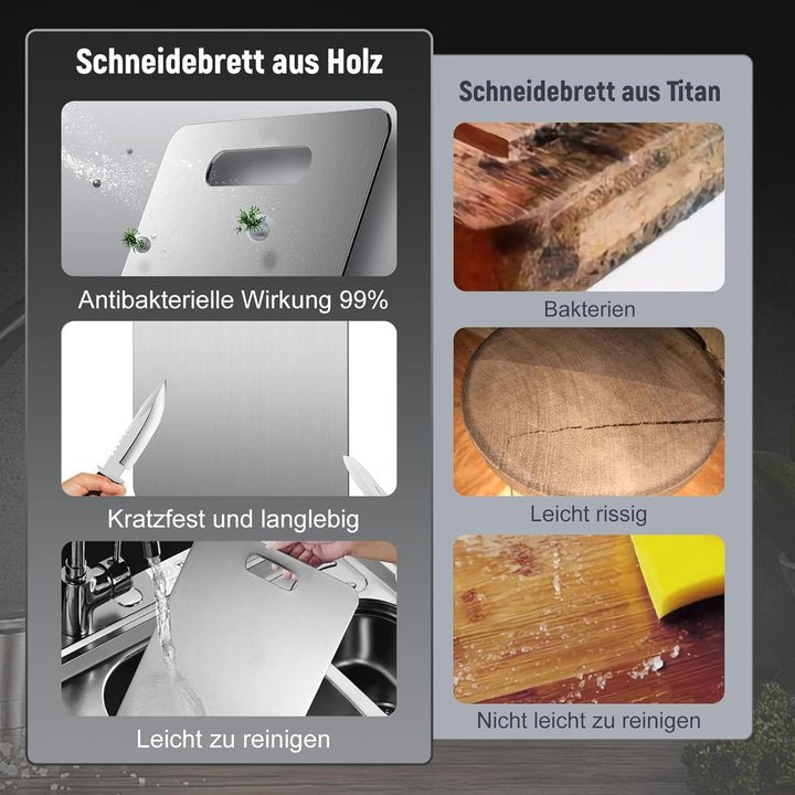 3 Stück Titan Schneidebrett, Edelstahl Titanium Cutting Board, BPA-freies Doppelseitiges Lebensmitte