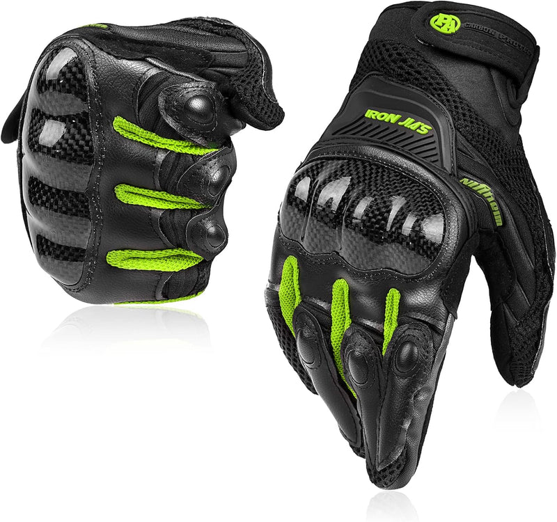 Motorradhandschuhe Atmungsaktive Motorradhandschuhe Leder Vollfinger Knöchelschutzpolster Touchscree