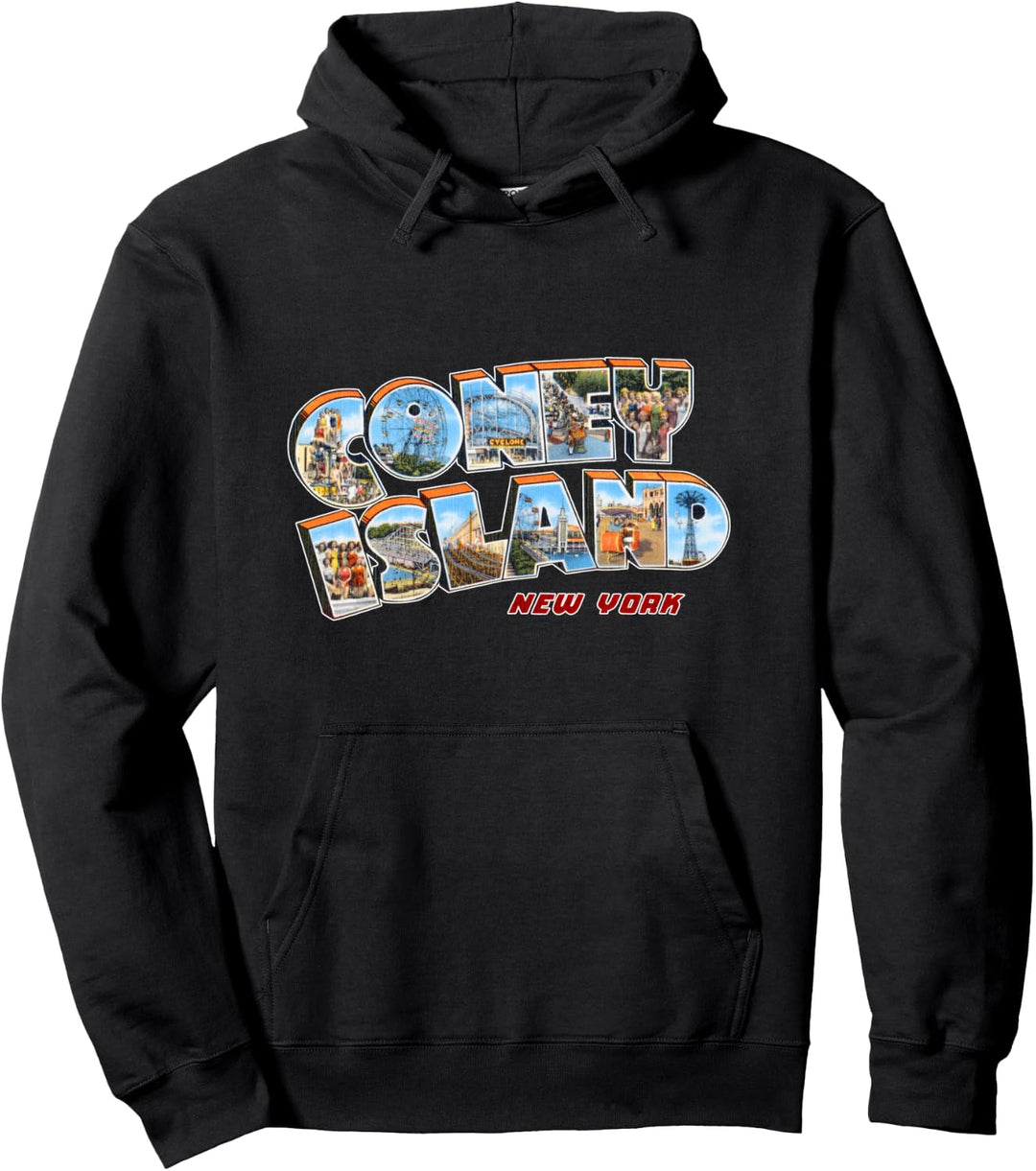 Coney Island New York NY Vintage Retro-Souvenir Pullover Hoodie