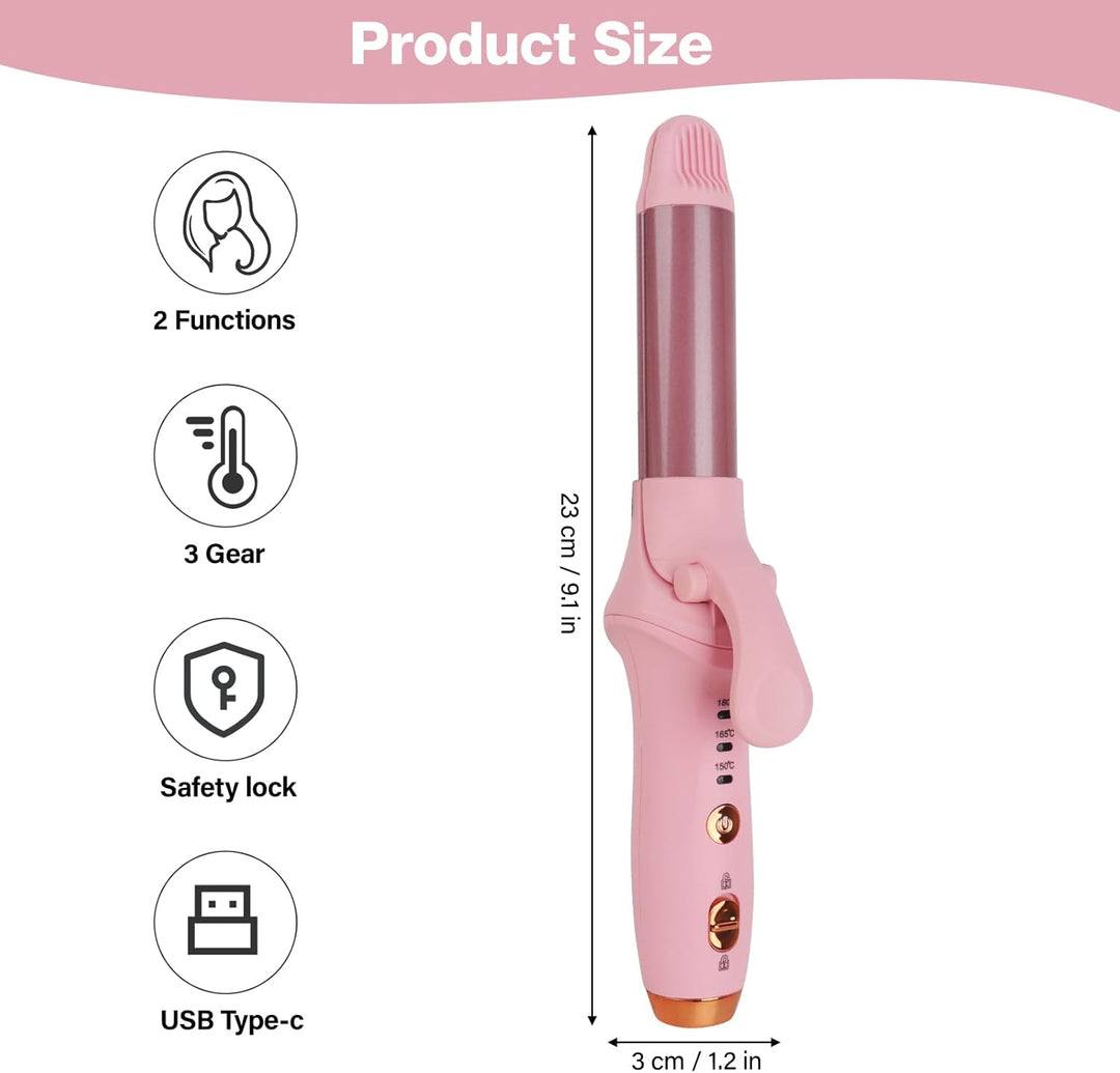 Kabelloser Lockenstab, 21,5 mm Reise Mini Hair Curler, USB Wiederaufladbar Lockenstab mit 3 Einstell