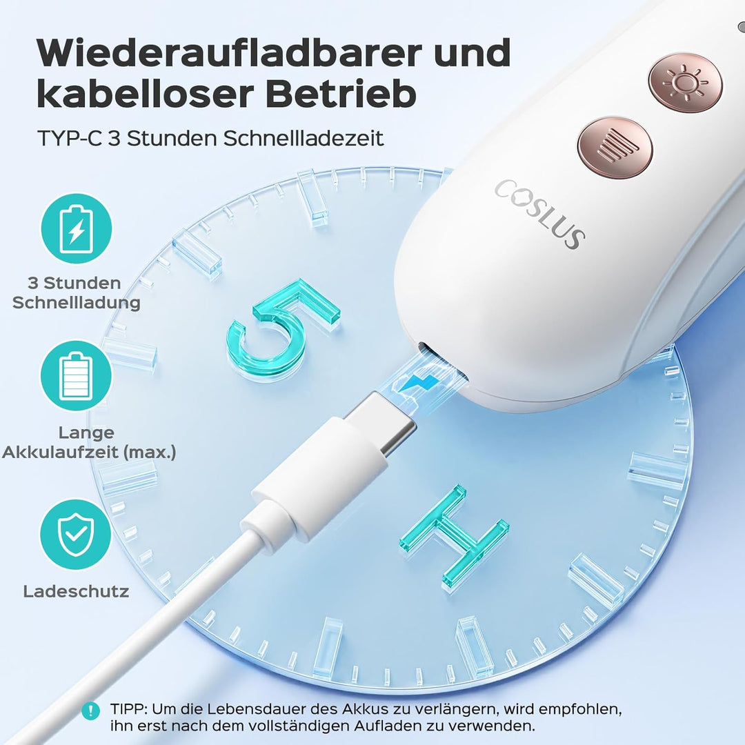 COSLUS Elektrische Maniküre und Pediküre set: 5-in-1 Professionelle Maniküre Pediküre set mit LED Li