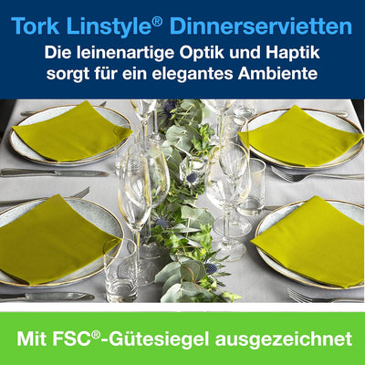 Tork 478876 Linstyle Premium Dinnerservietten Pistazie / Servietten stoffähnlich / Saugfähig / 1-lag