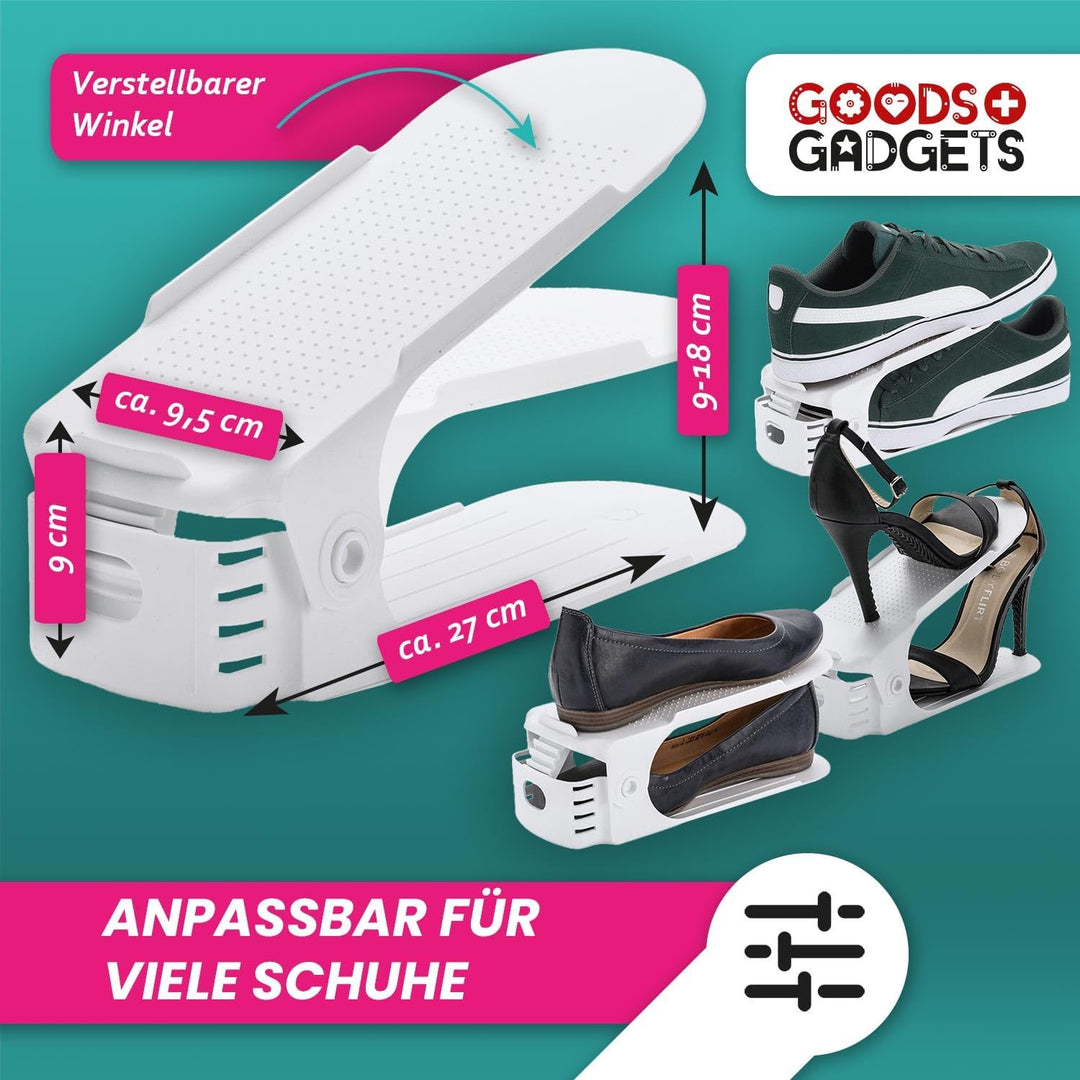 Schuhstapler - Schuhorganizer für 50% mehr Platz im Schuhregal, Schuhschrank 10 Stk Set Schuhordner