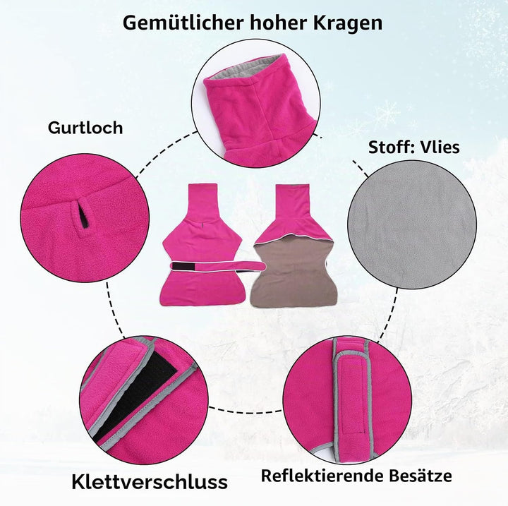 Geyecete Fleece Hundemantel Pullover für Windhunde,Whippet winterjacken Rollkragen Warmes Verstellba