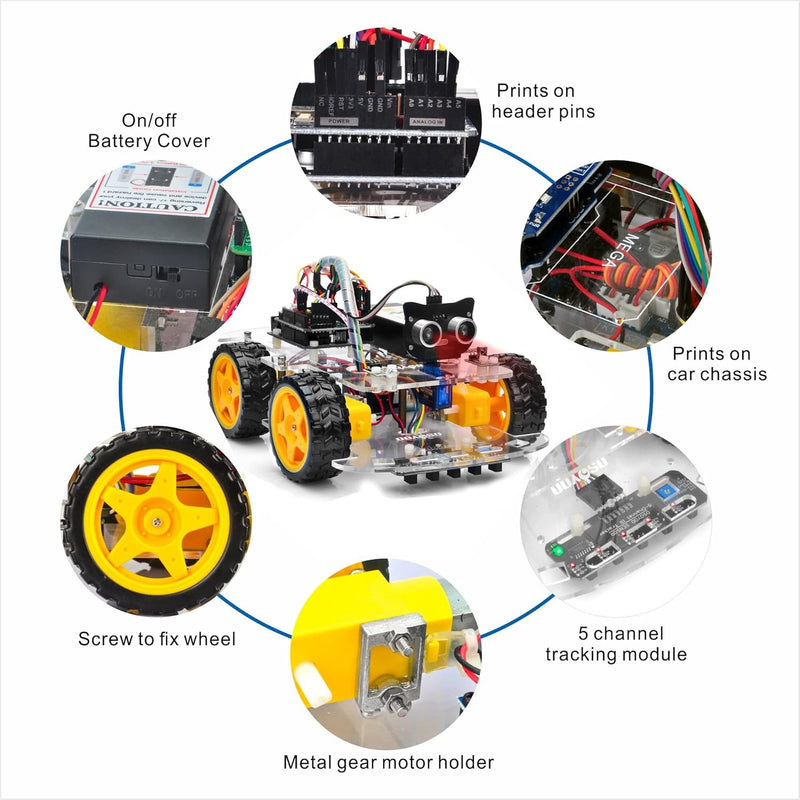 OSOYOO Starterkit Roboter Modellauto Bausatz für Arduino,STEM Fernbedienung über App für pädagogisch