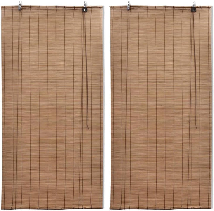 WIFESE 2 STK. Bambusrollos 80x160 cm Braun Raffrollo Mit HakenaufhäNgung Bambusvorhang Rollos FüR Fe