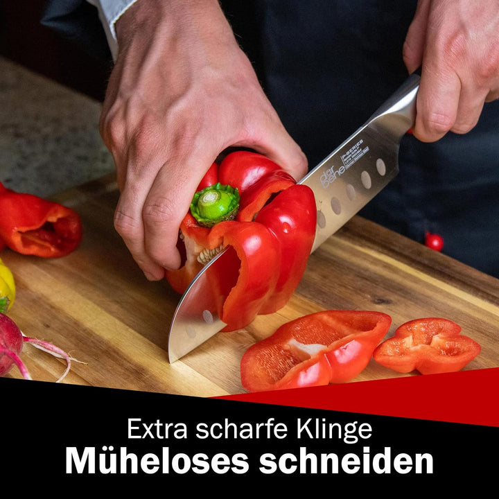 DarBene Santokumesser P-Series 18cm Profi Küchenmesser aus deutschem Edelstahl, ergonomischer Pakka