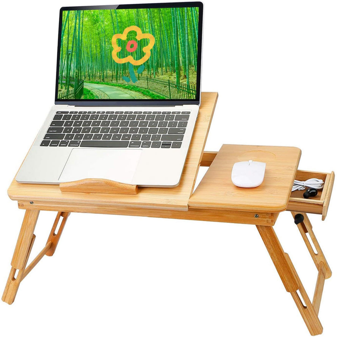 HUOLE Laptoptisch Notebooktisch Höhenverstellbar mit Schublade Belüftet Neigbar Faltbar Laptopstände