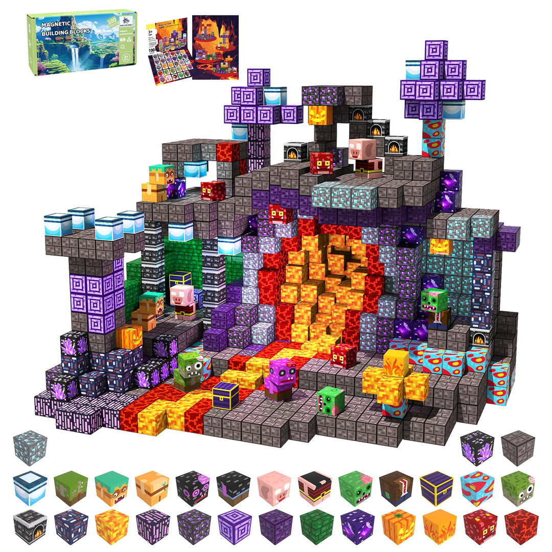 Magnetische Bausteine Bauspielzeug 100 Pcs Magnetbausteine für Kinder Montessori Kreative Spielzeug