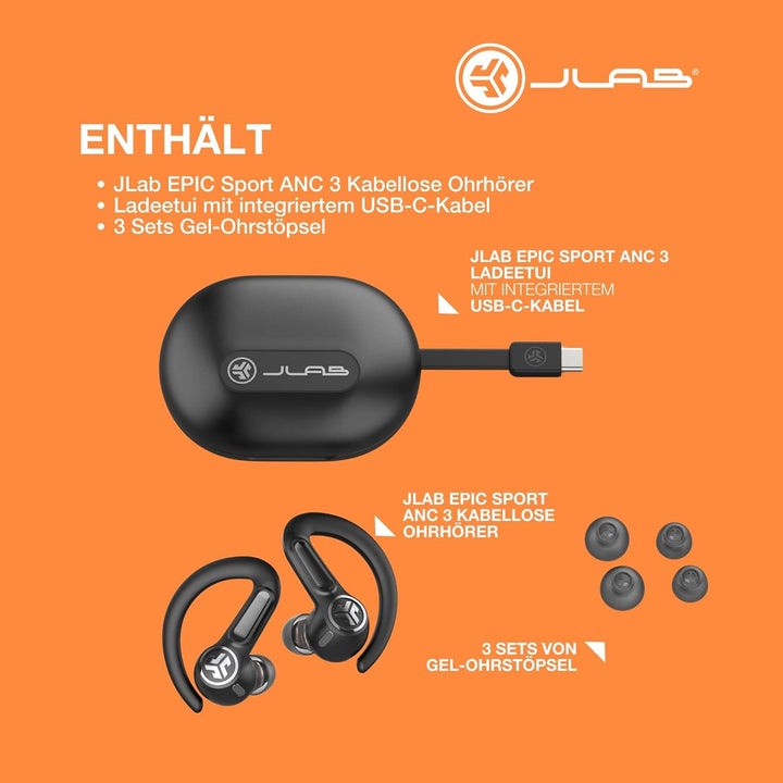 JLab Epic Air Sport Gen 3 ANC Kopfhörer In Ear, Sportkopfhörer Bluetooth, 68+ Std., Noise Cancelling