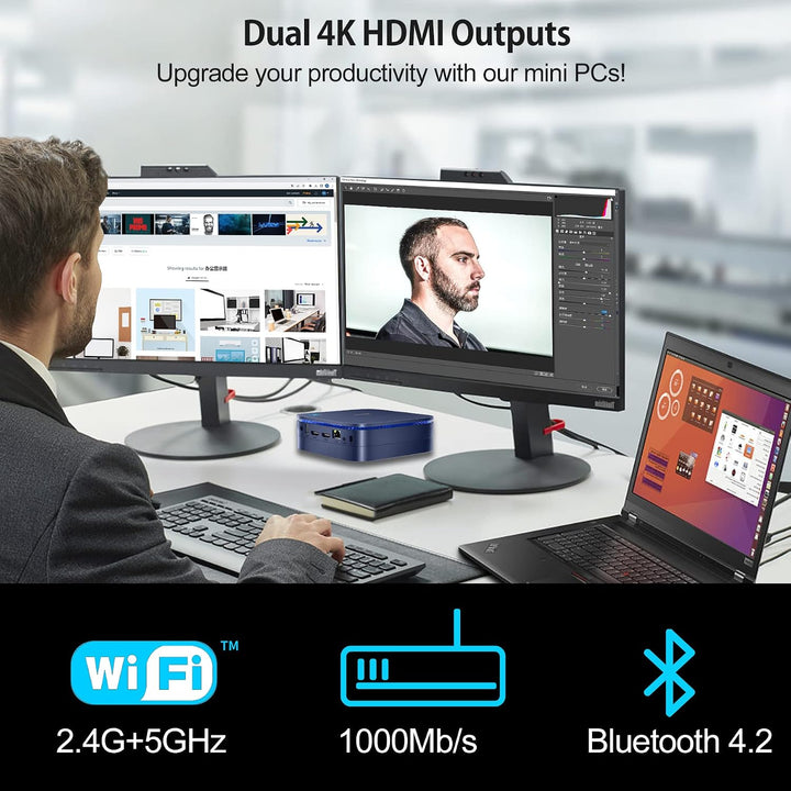 Blackview Mini-PC Windows 11 Pro, Mini-PC, 16 GB RAM + 1 TB M.2 SSD Mini Desktop-PC Intel 11. Genera