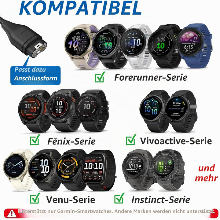 sciuU Ladegerät &amp; Ständer kompatibel mit Garmin Forerunner/Fēnix/Venu/Instinct/Vivoactive Serie, Lad