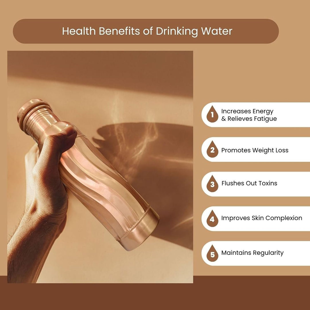 Copper Water Bottle A Leak Proof Ayurvedic Pure Copper Vessel 950 ml Design 17, 950 ml Design 17