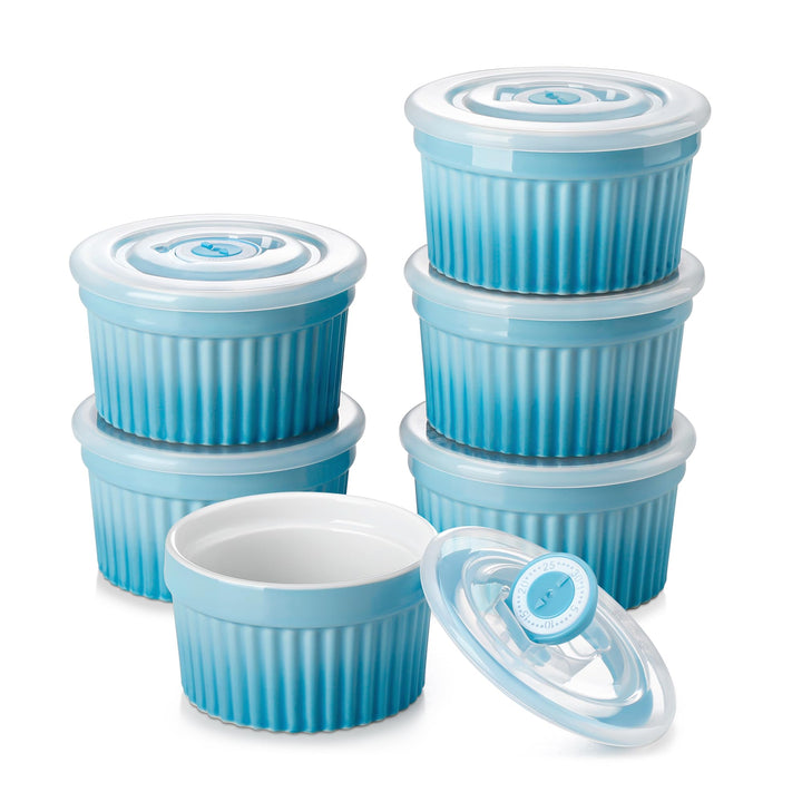 vancasso RAMEKINS 200ml Soufflé Förmchen Set von 6, Ø9,5cm Creme Brulee Schälchen Backofen sicher, P