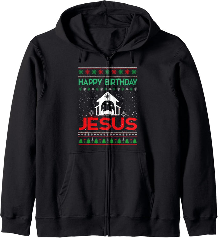 Happy Birthday Jesus Hässlicher Weihnachtspullover Kapuzenjacke