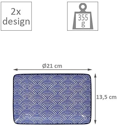 TOKYO design studio Nippon Blue Sushi-Set blau-weiss, 6-TLG., 2X Sushi-Platten 2X Saucen-Schalen, 2X