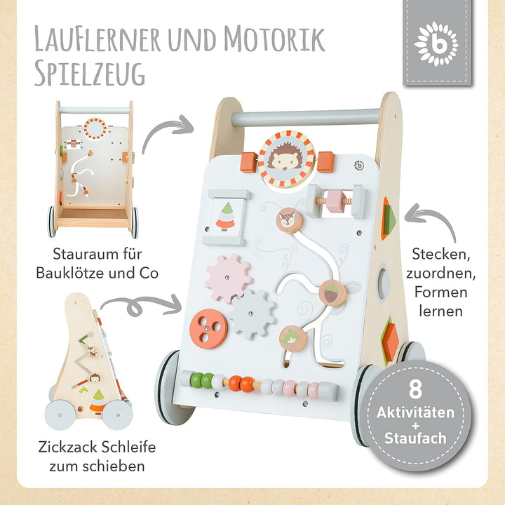 Bieco Lauflernwagen Holz | ab 1 Jahr | Multifunktionale Baby Lauflernhilfe | Laufwagen für Babys zur