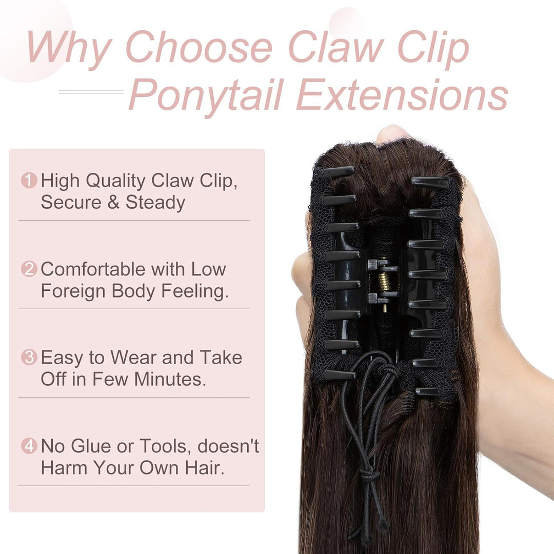 Clip in Pferdeschwanz Extensions Echthaar Haarteile Echthaar Ponytail Extension 7A Remy Hair Glatt Z