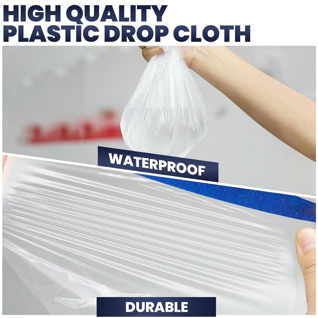 ADHES Abdeckfolie Mit Klebeband, Maler Abdeckfolie Malerband Abdeck-Folie, Malerfolie Malerkrepp Für