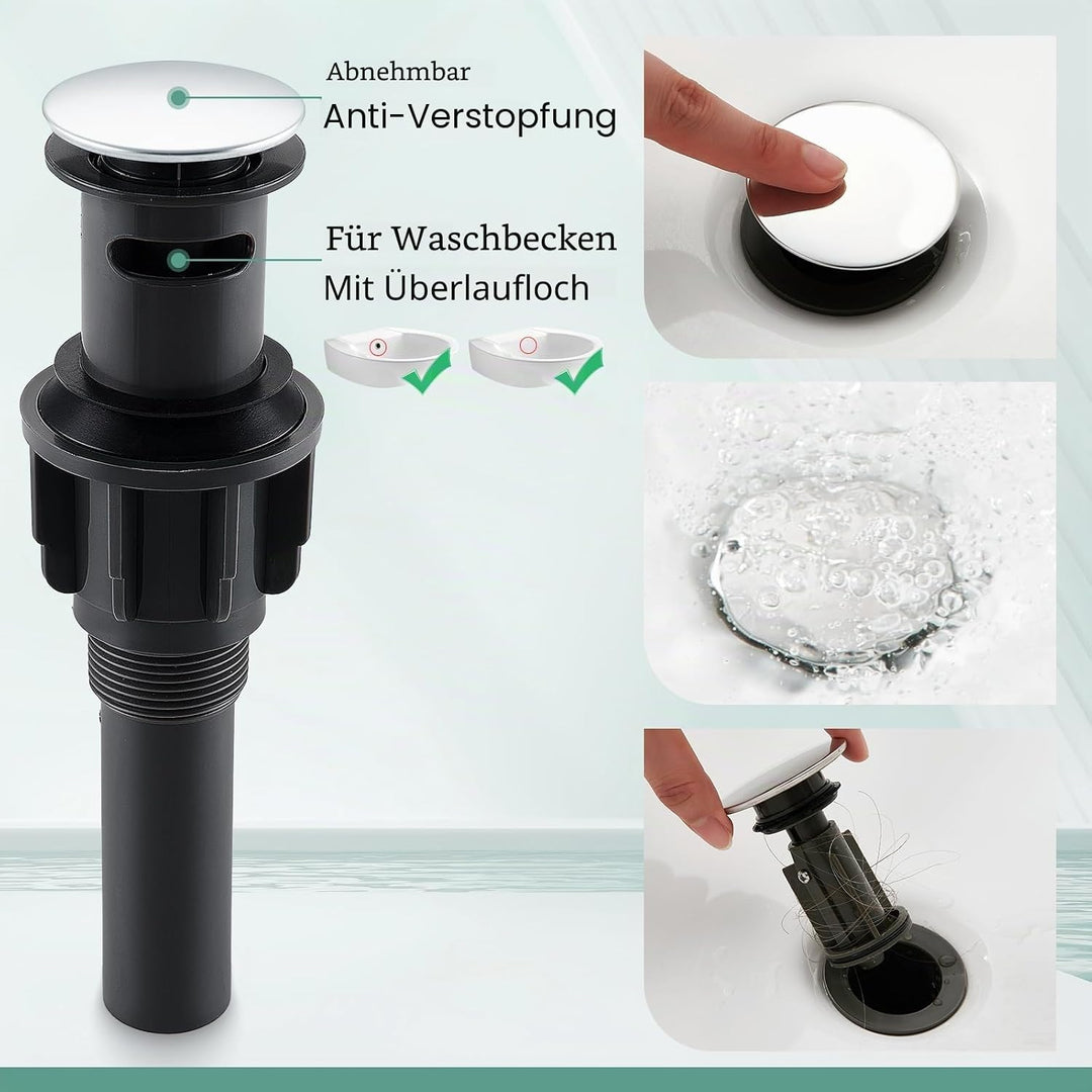 CREA Wasserfall Wasserhahn Bad,Waschtischarmatur Chrom mit Keramikventil, Mischbatterie Waschbecken