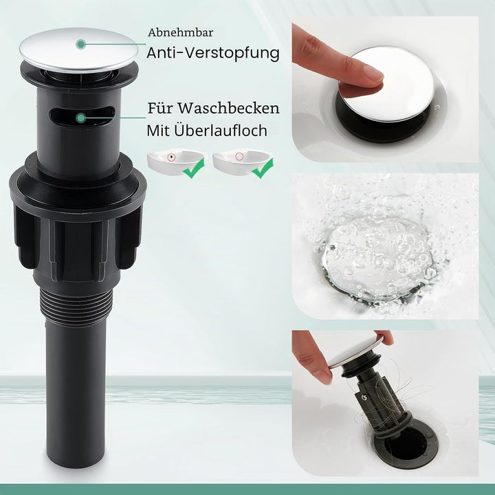 CREA Wasserfall Wasserhahn Bad,Waschtischarmatur Chrom mit Keramikventil, Mischbatterie Waschbecken