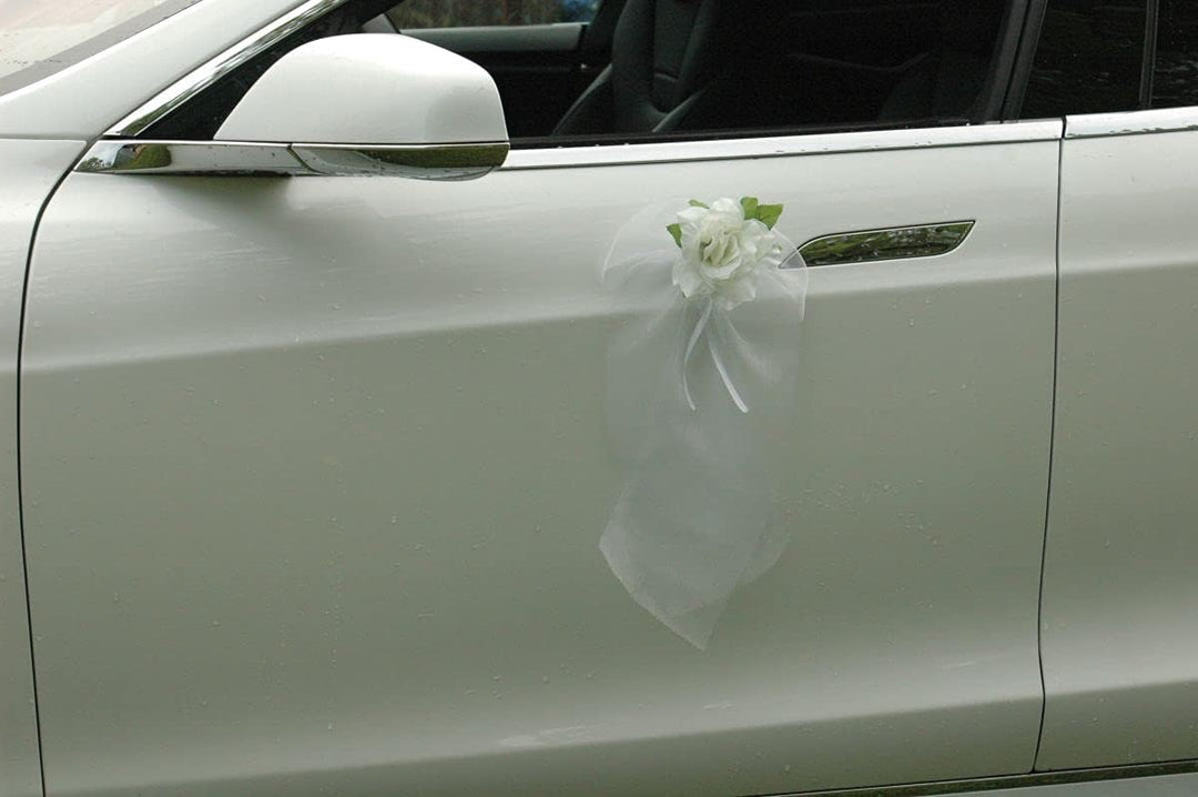 Autoschmuck Organza Herz Auto Schmuck Braut Paar Rose Deko Dekoration Hochzeit Car Auto Wedding Deko