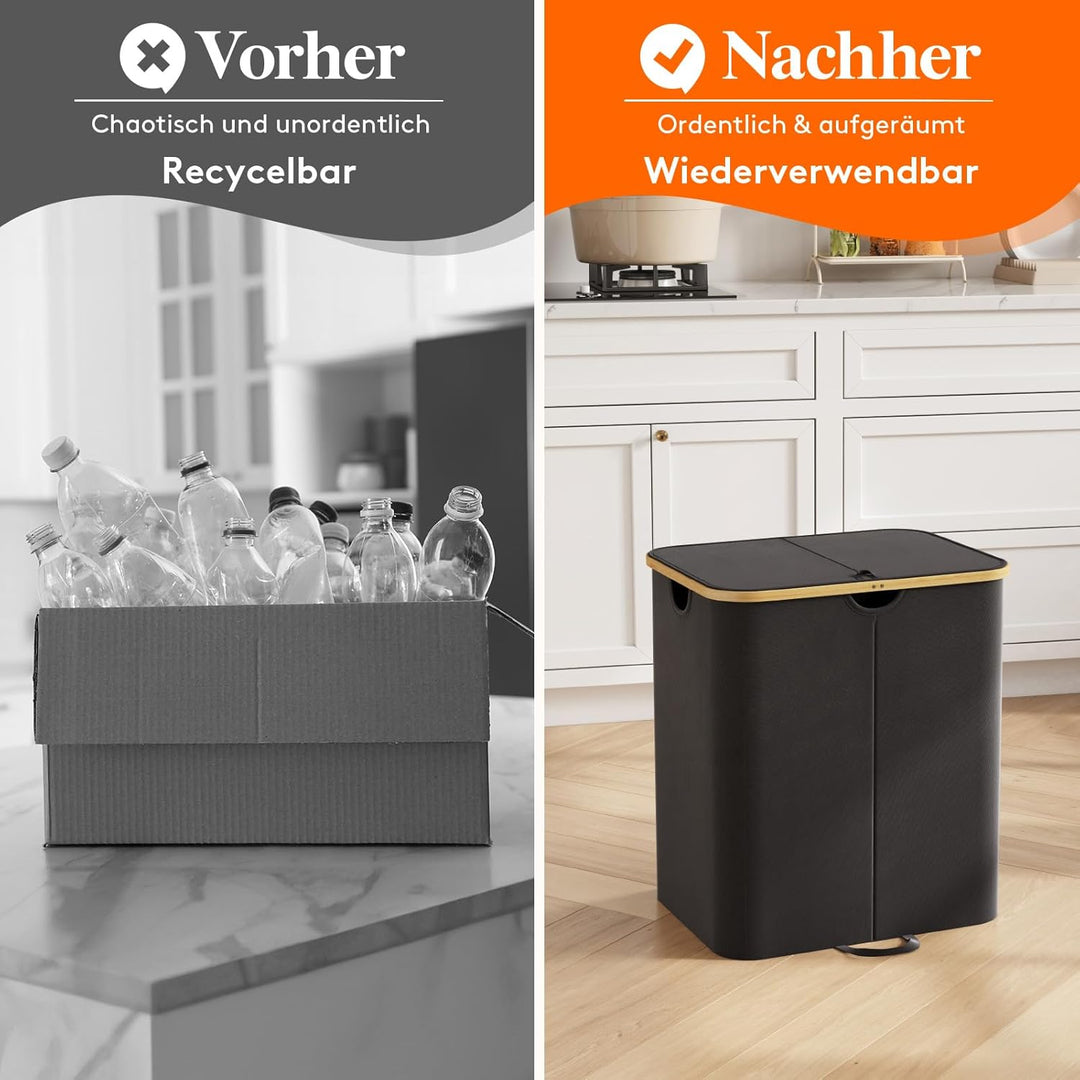 Lifewit 120L Pfandflaschen Sammelbehälter 2 fächer mit Deckel, Gross Pfandflaschen Behälter 2 Traget