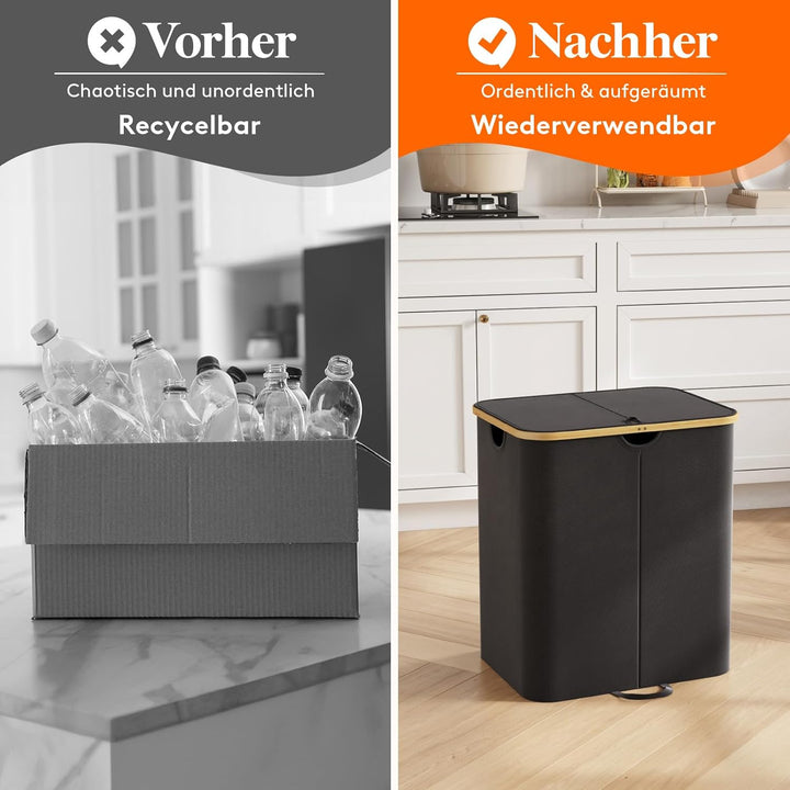 Lifewit 120L Pfandflaschen Sammelbehälter 2 fächer mit Deckel, Gross Pfandflaschen Behälter 2 Traget
