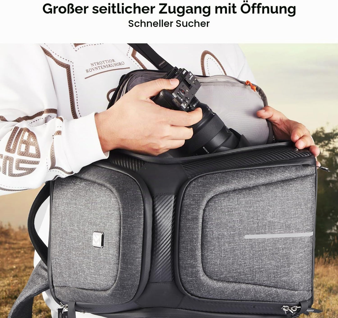 K&amp;F Concept Wasserdichter Professioneller Kamerarucksack,Fotorucksack für 2 Kameras und 15,6 Zoll La