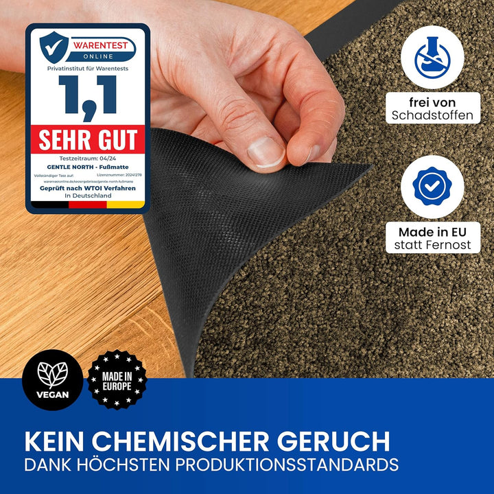 Gentle North Hochwertige Fussmatte Beige Schwarz 80x120cm gross für Innen & Aussen - Schmutzfangmatt
