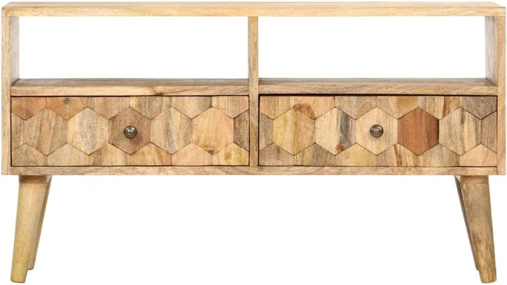 vidaXL Mangoholz Massiv TV Schrank mit 2 Türen 2 Fachböden Lowboard TV Möbel Sideboard Fernsehtisch