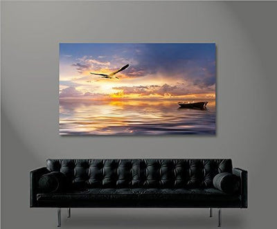 islandburner Bild Bilder auf Leinwand Möwe Nordsee Altes Fischerboot 1p XXL Poster Leinwandbild Wand