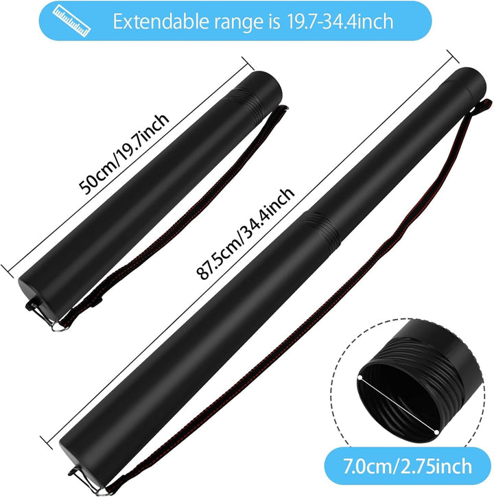 DEWEL 2 Stück Posterrolle A0, Teleskoprohr 56,5-87,5cm und 50-87,5cm, Länge und Tragegurt verstellba