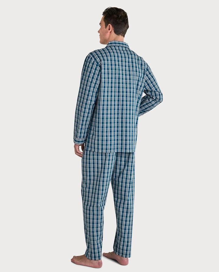 El Búho Nocturno Schlafanzug Herren Lang Baumwolle 100% Popeline - Pyjama Klassisch Durchgeknöpft Ja