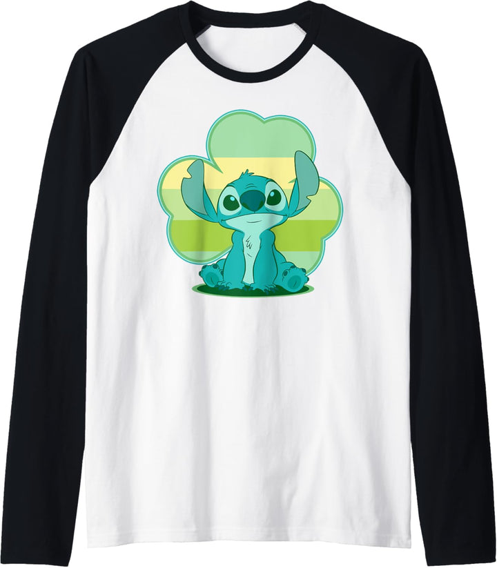 Disney Lilo & Stitch St. Patrick's Tag Stitch Clover Raglan