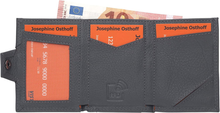Mini Geldbörse mit Münzfach, RFID Credit Card Holder Damen und Herren Slim Wallet 100% Echtleder, Fa