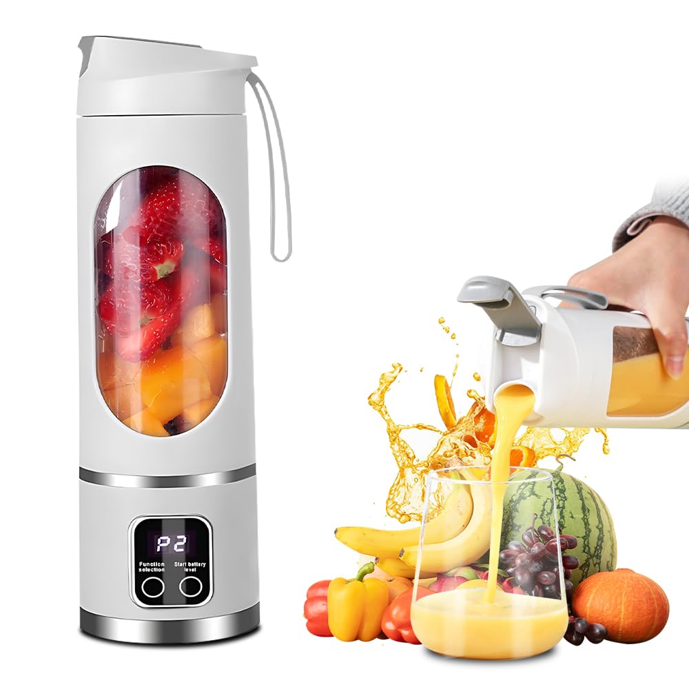 Tragbarer Mixer Smoothie Maker To Go, 450 ML Portable Blender, 12 Klingen, mit LED Display, Kleiner