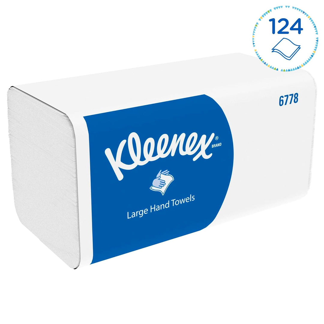 Kleenex Ultra grosse Papierhandtücher mit Interfold Faltung 6778 – 2-lagige Papiertücher mit V-Faltu