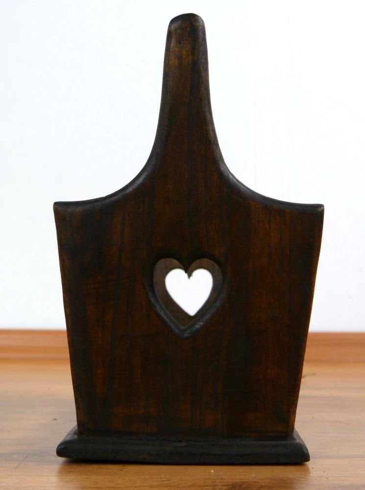 livasia Holzkorb, Aufbewahrungskorb, Zeitungskorb, Präsentkorb, Blumenkorb, Dekokorb (Korb mit Herz)