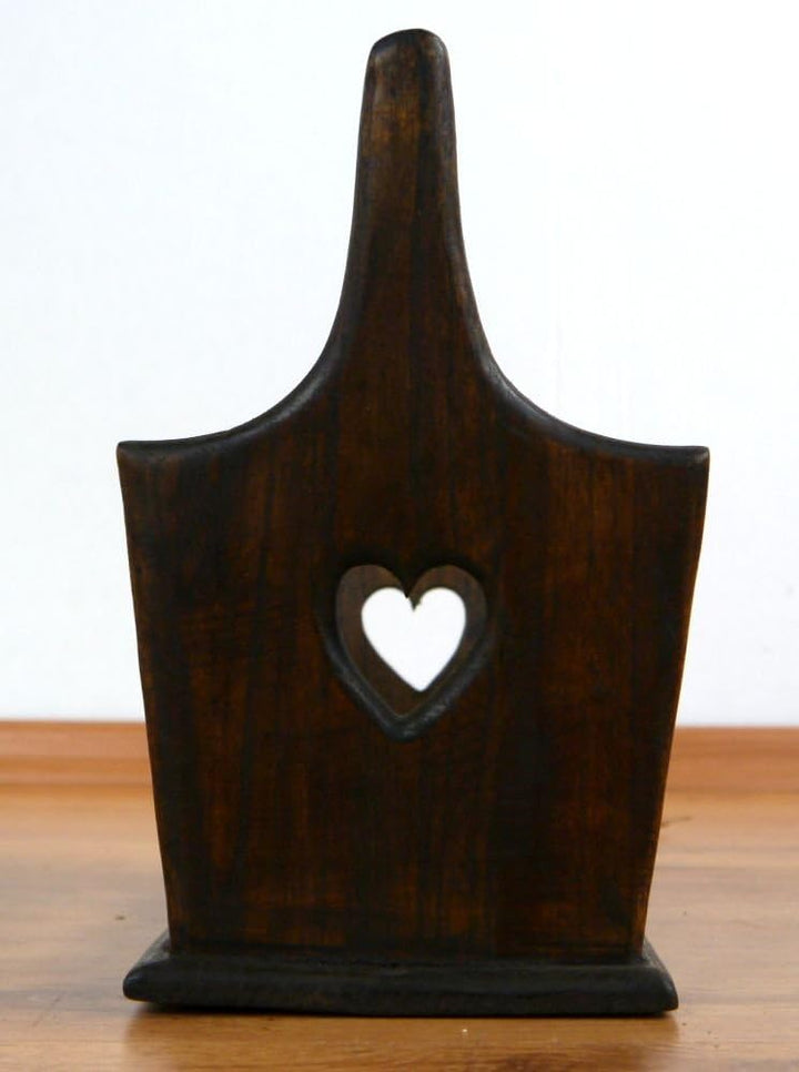 livasia Holzkorb, Aufbewahrungskorb, Zeitungskorb, Präsentkorb, Blumenkorb, Dekokorb (Korb mit Herz)